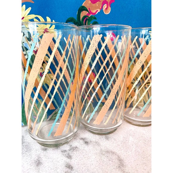 Vintage Stripe Retro Collins Glasses. Set of 4. - Picture 5 of 6